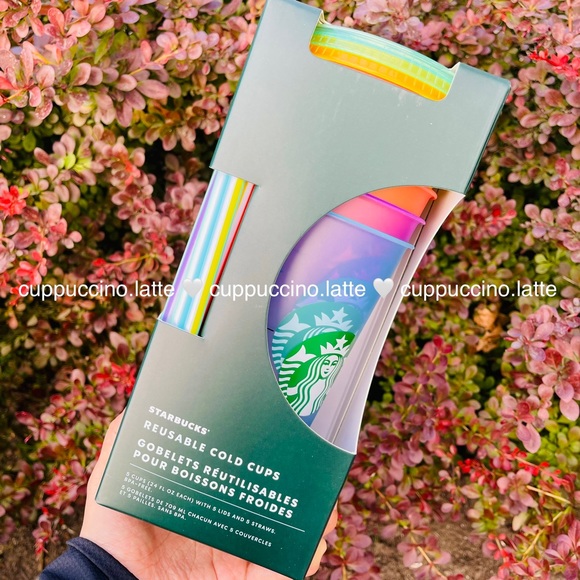 🌈NEW SET✏️Starbucks 2022 Back to School Rainbow Cold Cups & Emoji Hot Cups - Picture 3 of 14